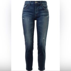 Moussy Vintage Velma Skinny Jeans Medium Wash Blue Distressed Denim High Rise 29